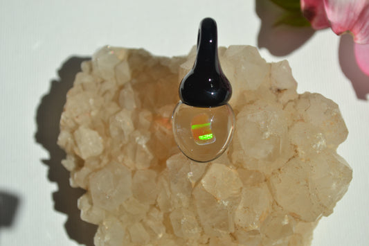 (B) Borosilicate and Opal Pendant, Black Hoop