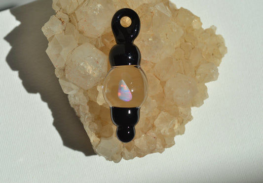 (B) Borosilicate and Opal Pendant, Enclosed with Black