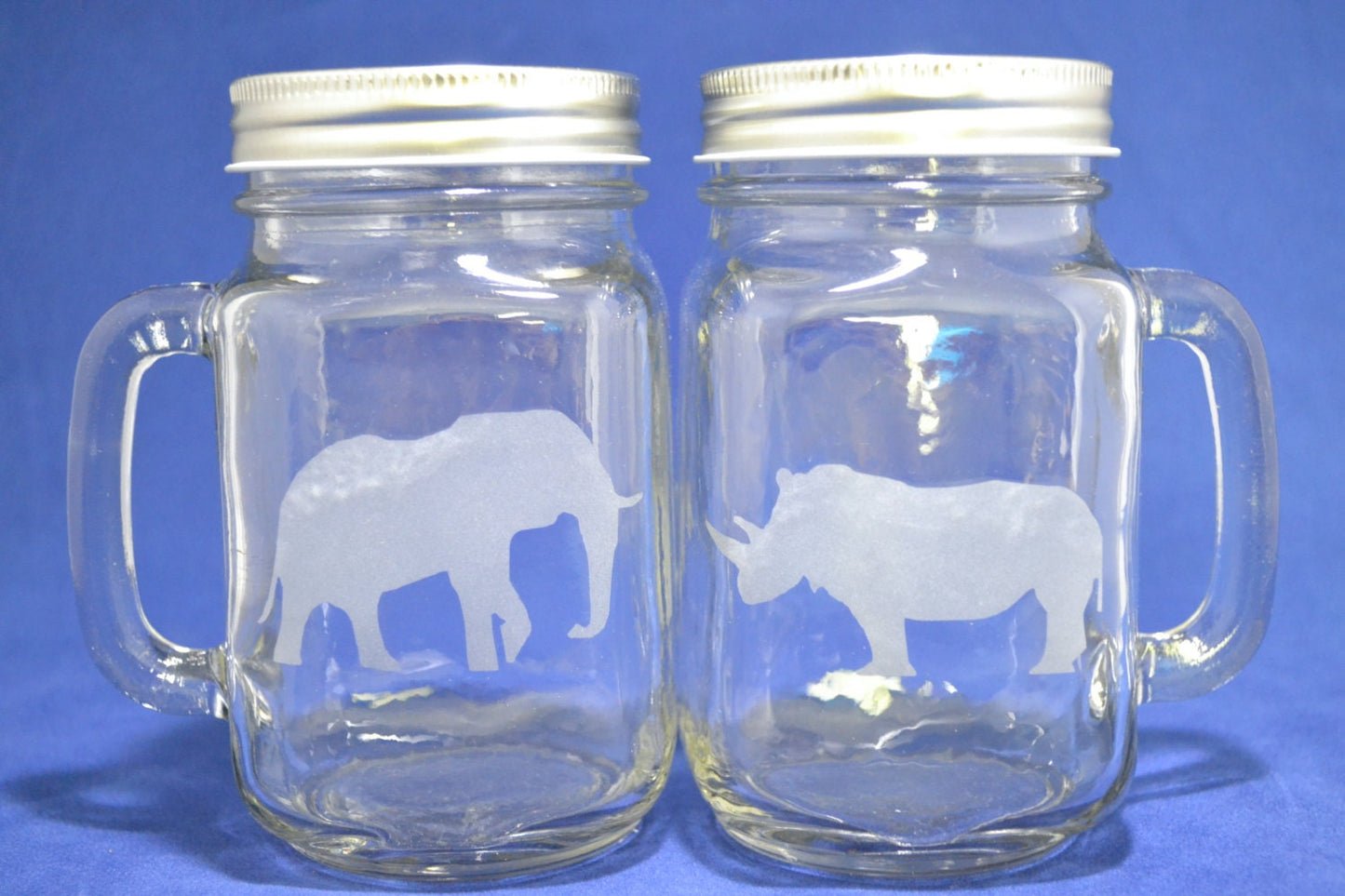 (H) Rhino and Elephant Drinking Glass Set