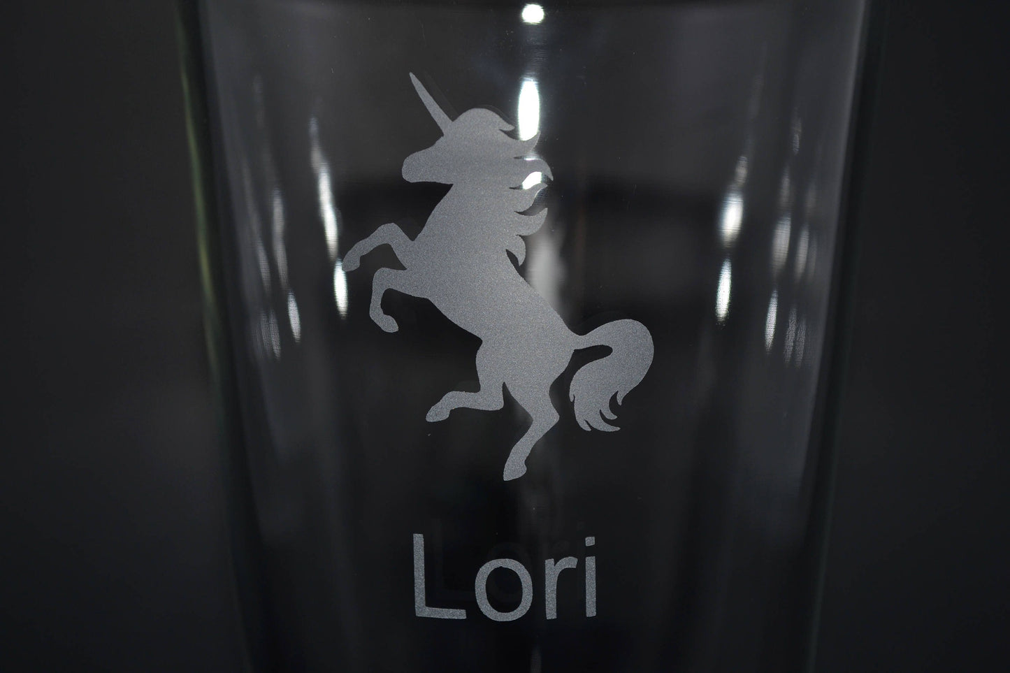 (H) Pint Glass, Unicorn Pint Glass