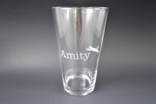 (H) Pint Glass, Custom Pint Glass, Kitty Cat