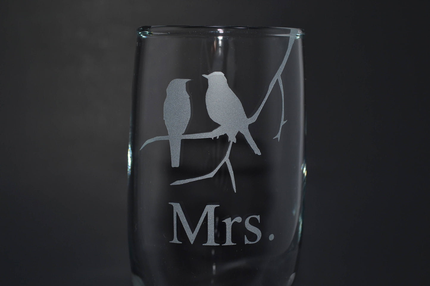 (H) Mr. and Mrs. Champagne Glasses, Bird Champagne Flutes