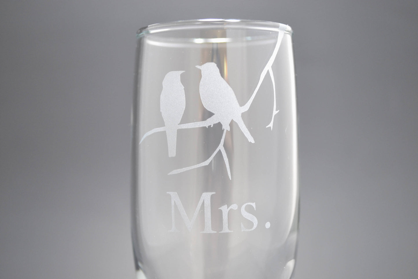 (H) Mr. and Mrs. Champagne Glasses, Bird Champagne Flutes