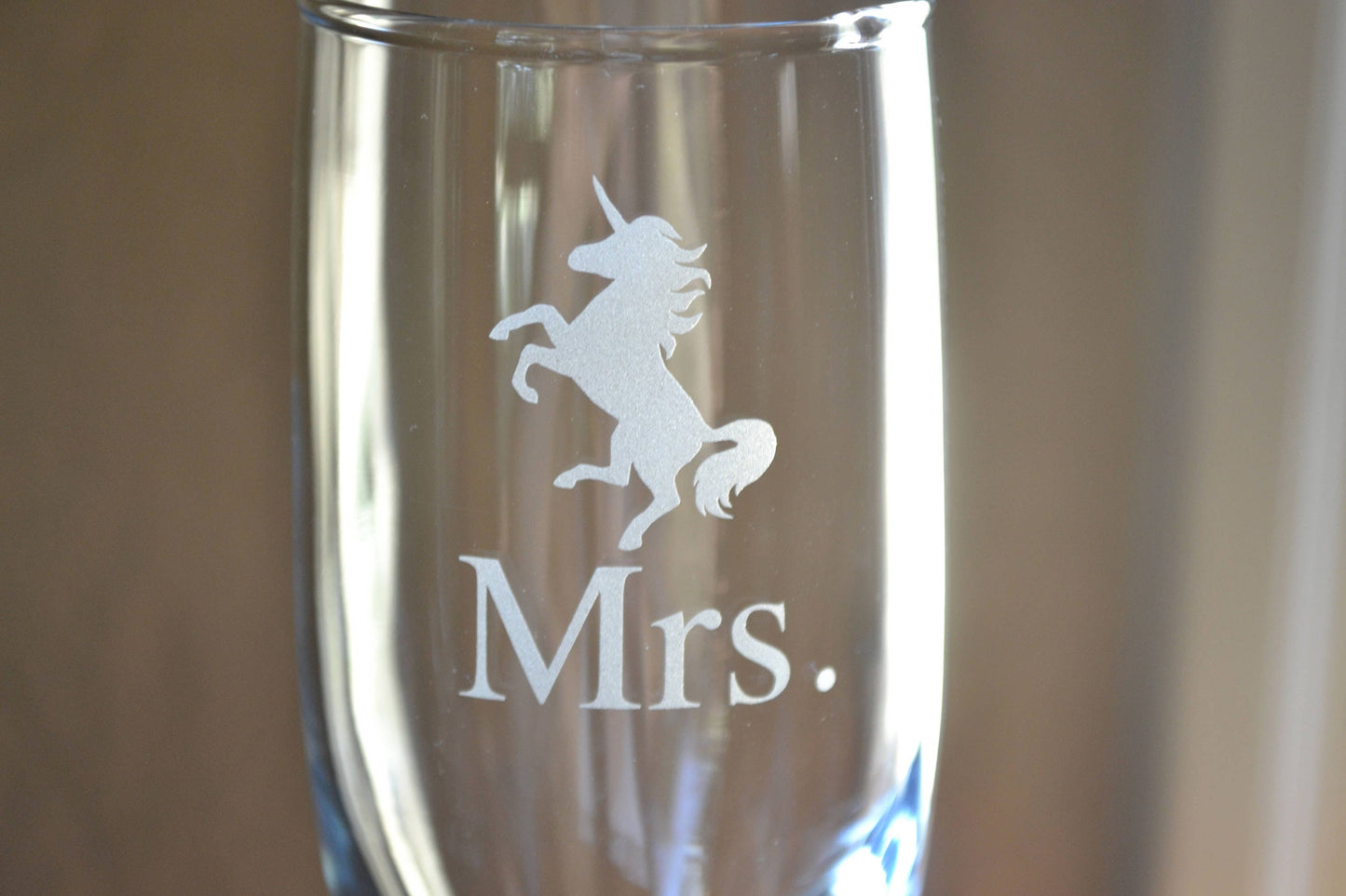 (H) Champagne Glasses, Mr. and Mrs. Champagne Flutes, Unicorns