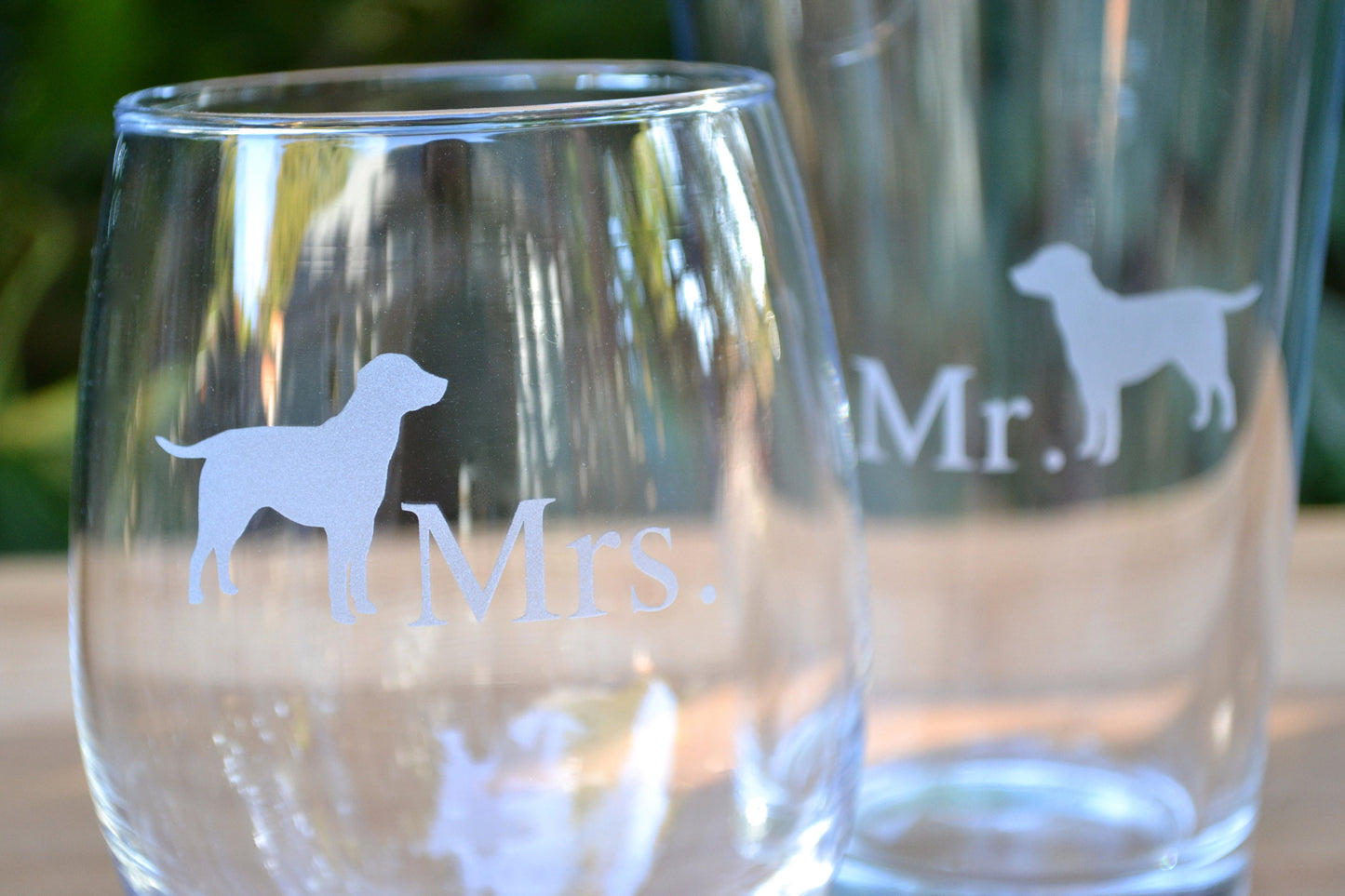 (H) Mr. and Mrs. Glasses, Glasses, Dog Glassware