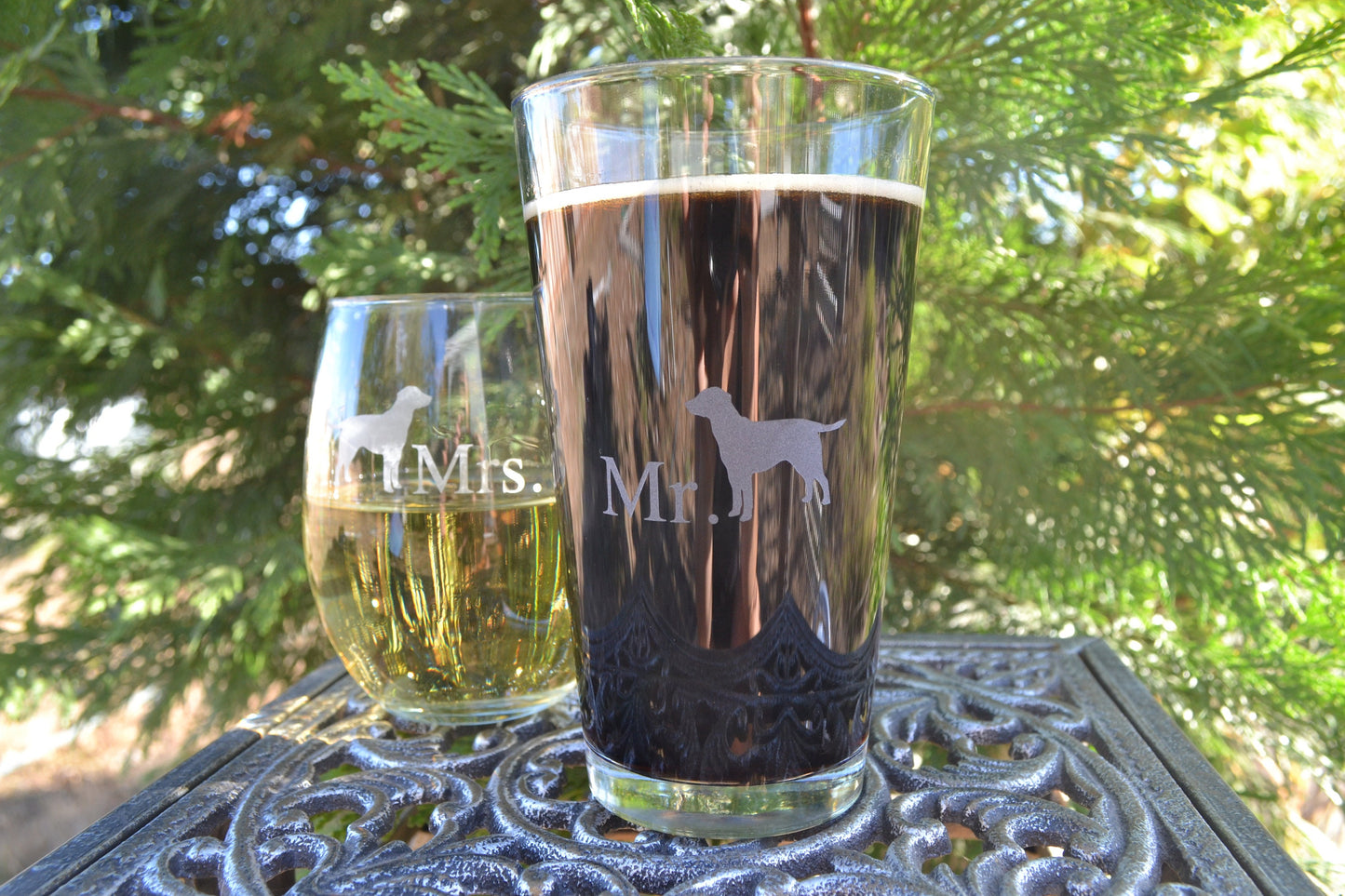 (H) Mr. and Mrs. Glasses, Glasses, Dog Glassware