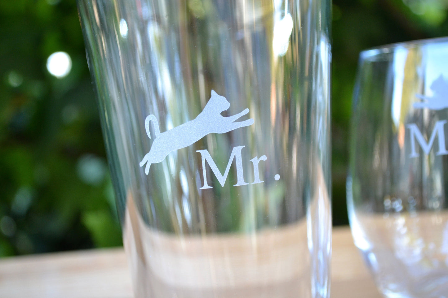 (H) Mr. and Mrs. Glasses, Glasses, Kitty Cat Glassware