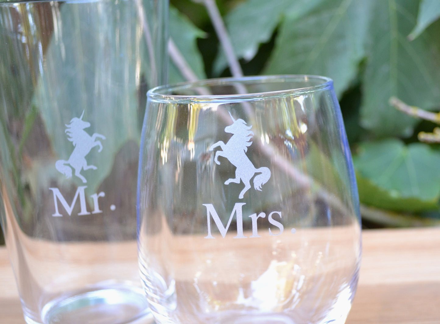 (H) Mr. and Mrs. Glasses, Unicorn Glassware