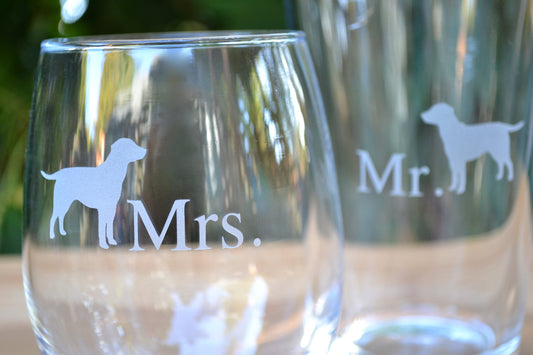 (H) Mr. and Mrs. Glasses, Glasses, Dog Glassware