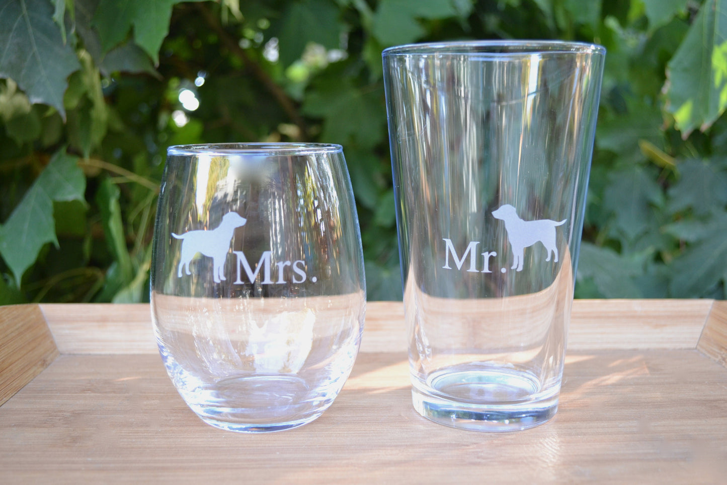 (H) Mr. and Mrs. Glasses, Glasses, Dog Glassware