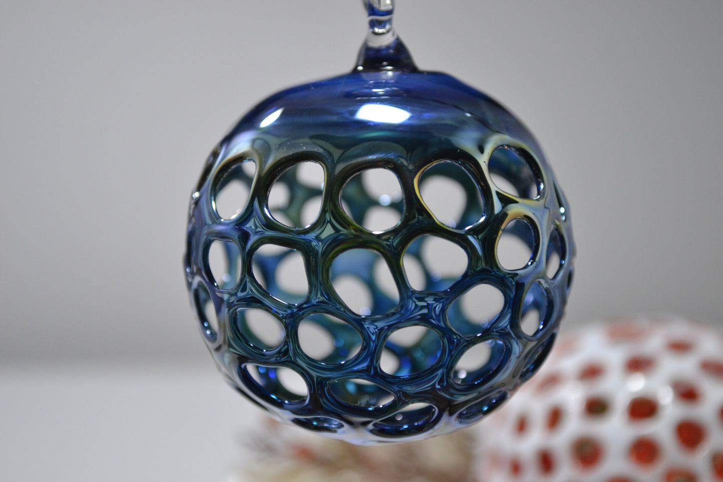 (A) Blue Glass Blown Ornament