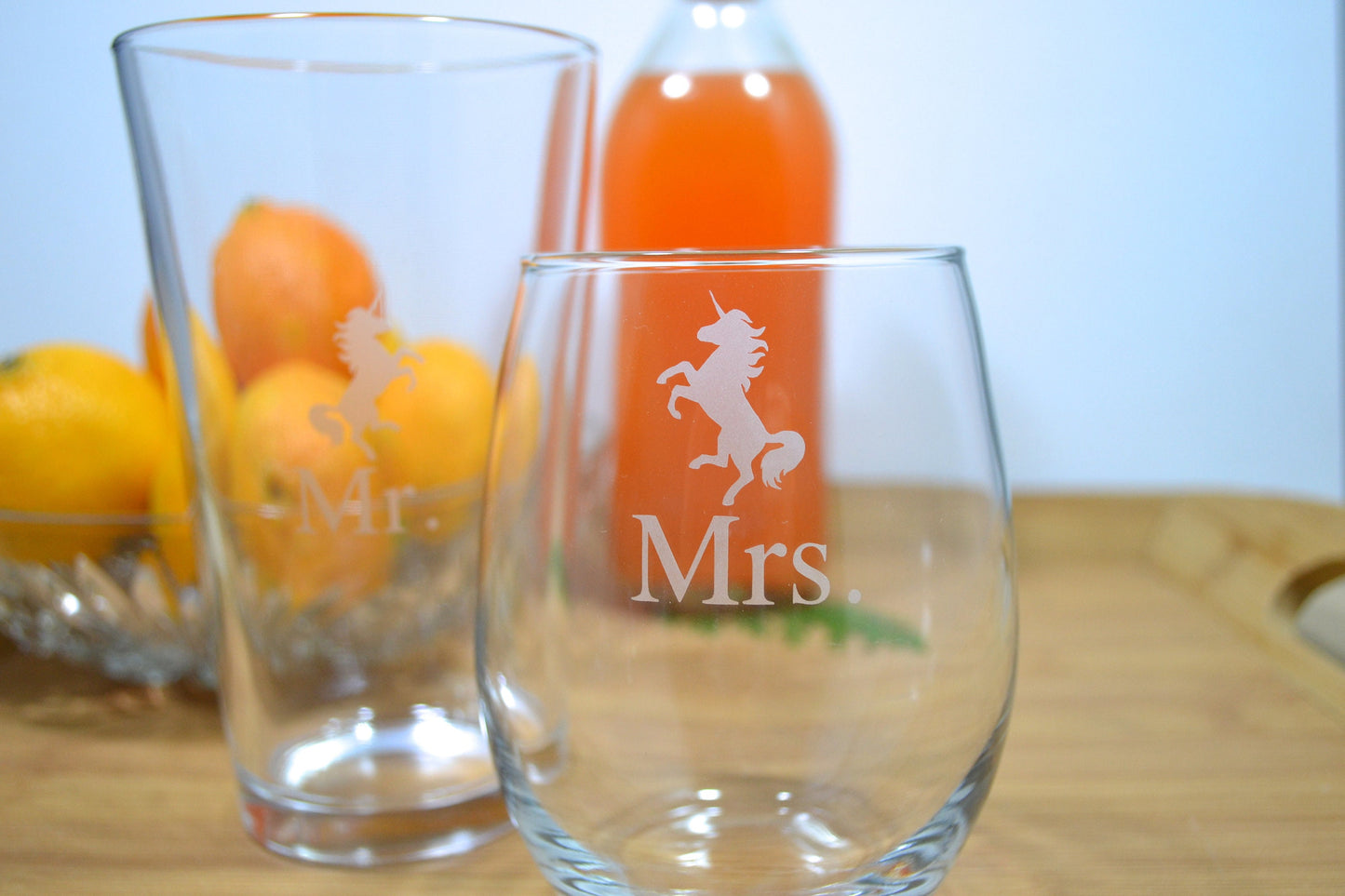 (H) Mr. and Mrs. Glasses, Unicorn Glassware