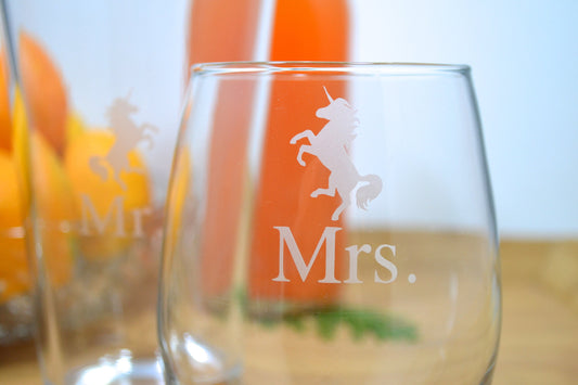 (H) Mr. and Mrs. Glasses, Unicorn Glassware