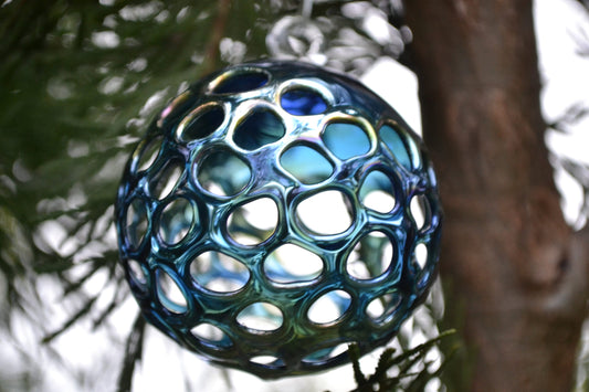 (A) Blue Glass Blown Ornament