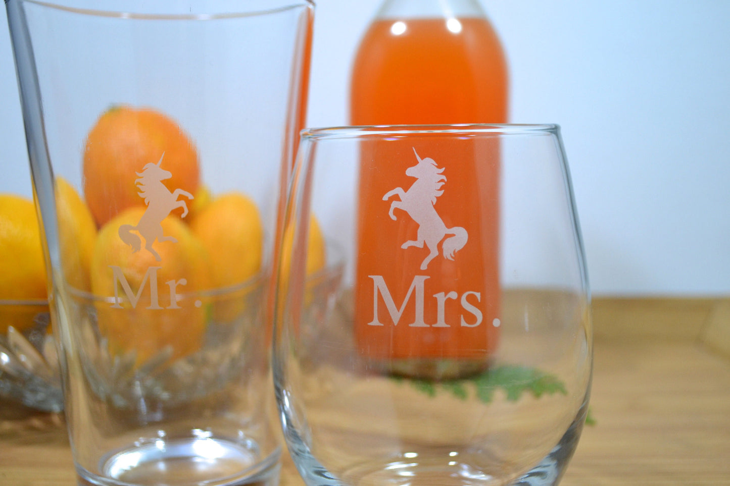 (H) Mr. and Mrs. Glasses, Unicorn Glassware