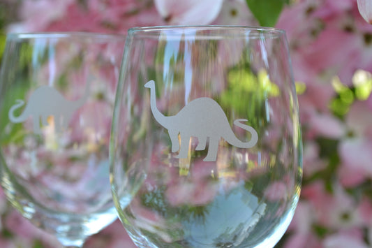 (H) Dinosaur Wine Glasses, Wine Glass, Dino Glass Set