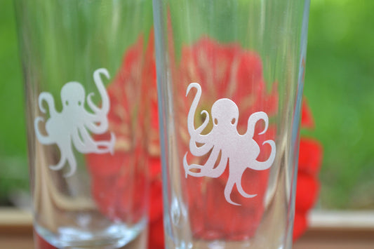 (I) Shot Glasses, Octopus Shot Glasses, Glass Set