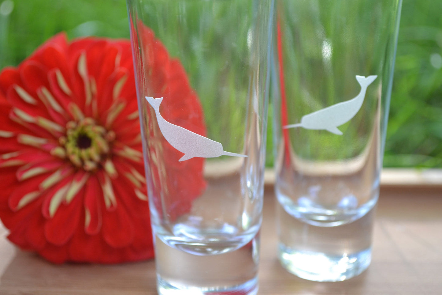 (I) Shot Glasses, Narwhal Shot Glasses, Glass Set