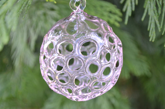 (A) Glass Blown Ornament, Transparent Pink