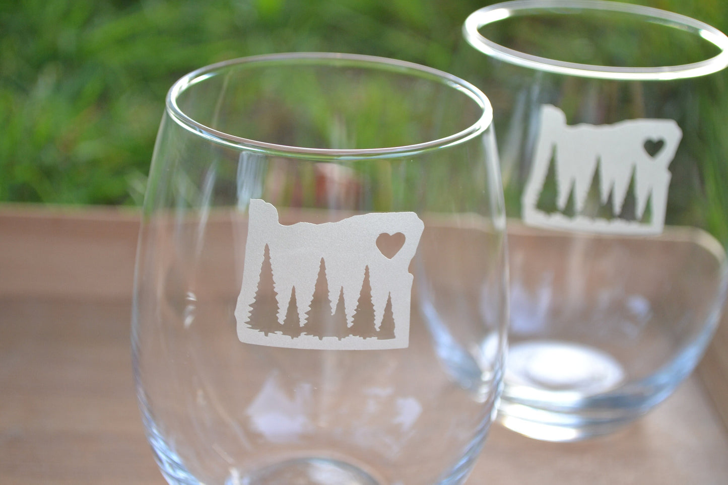 (H) Stemless Wine Glass, Oregon Pint Glass