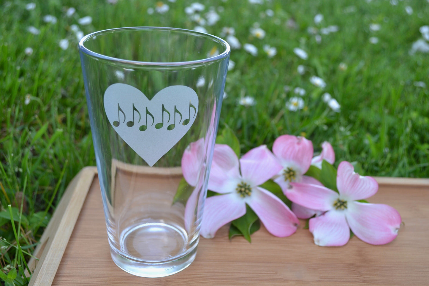 (H) Pint Glass, Music Etched Pint Glass