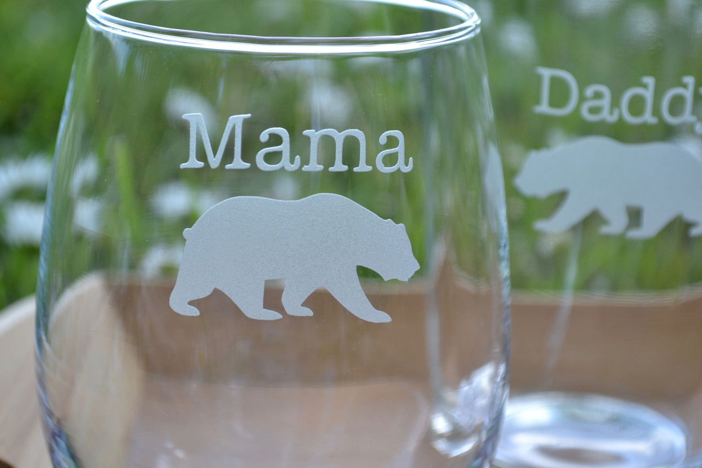 (H) Pint Glasses/Wine Glasses, Mama and Daddy Bear Glasses