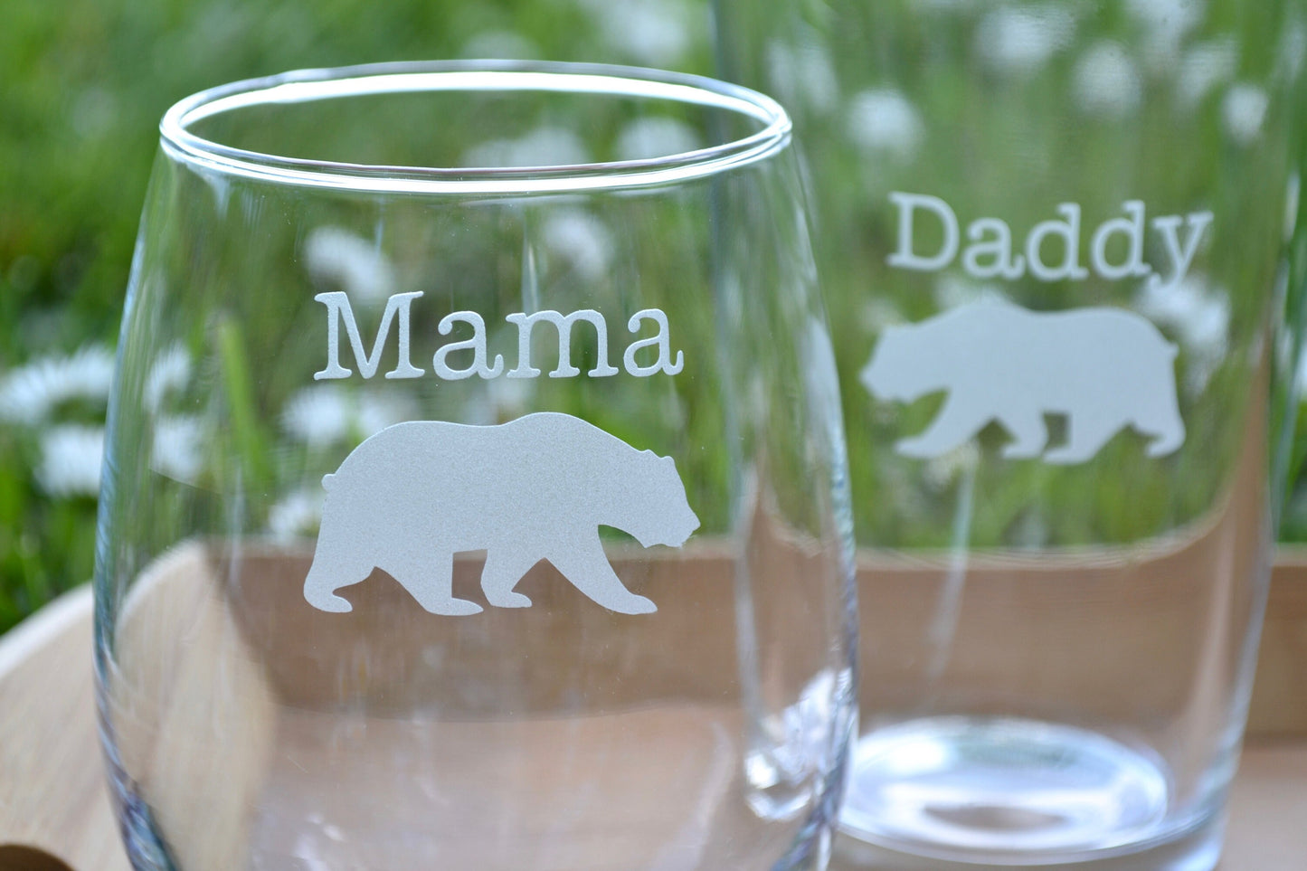 (H) Pint Glasses/Wine Glasses, Mama and Daddy Bear Glasses