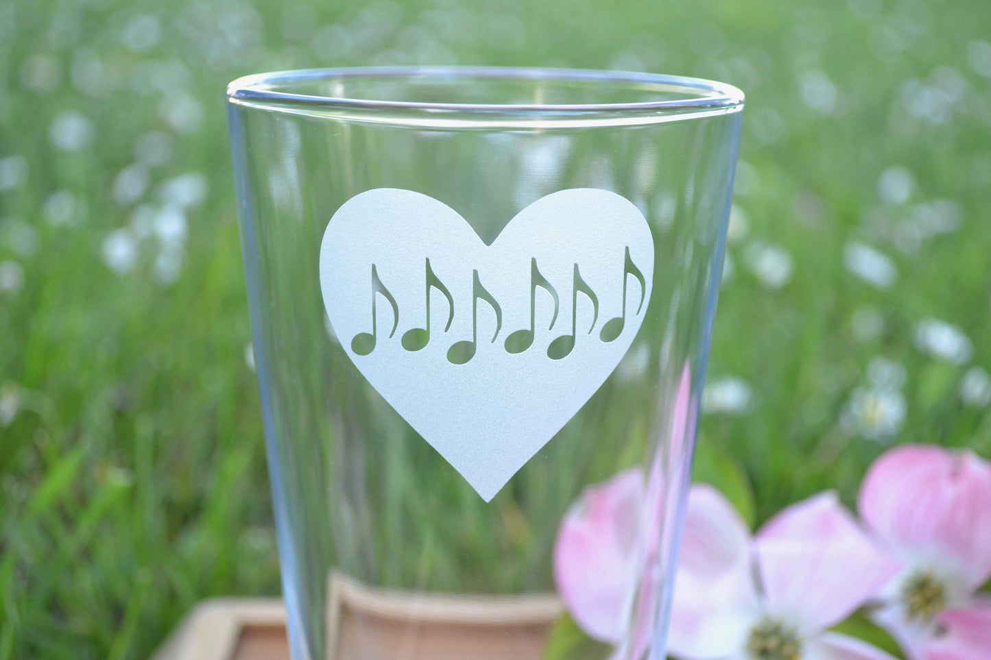 (H) Pint Glass, Music Etched Pint Glass