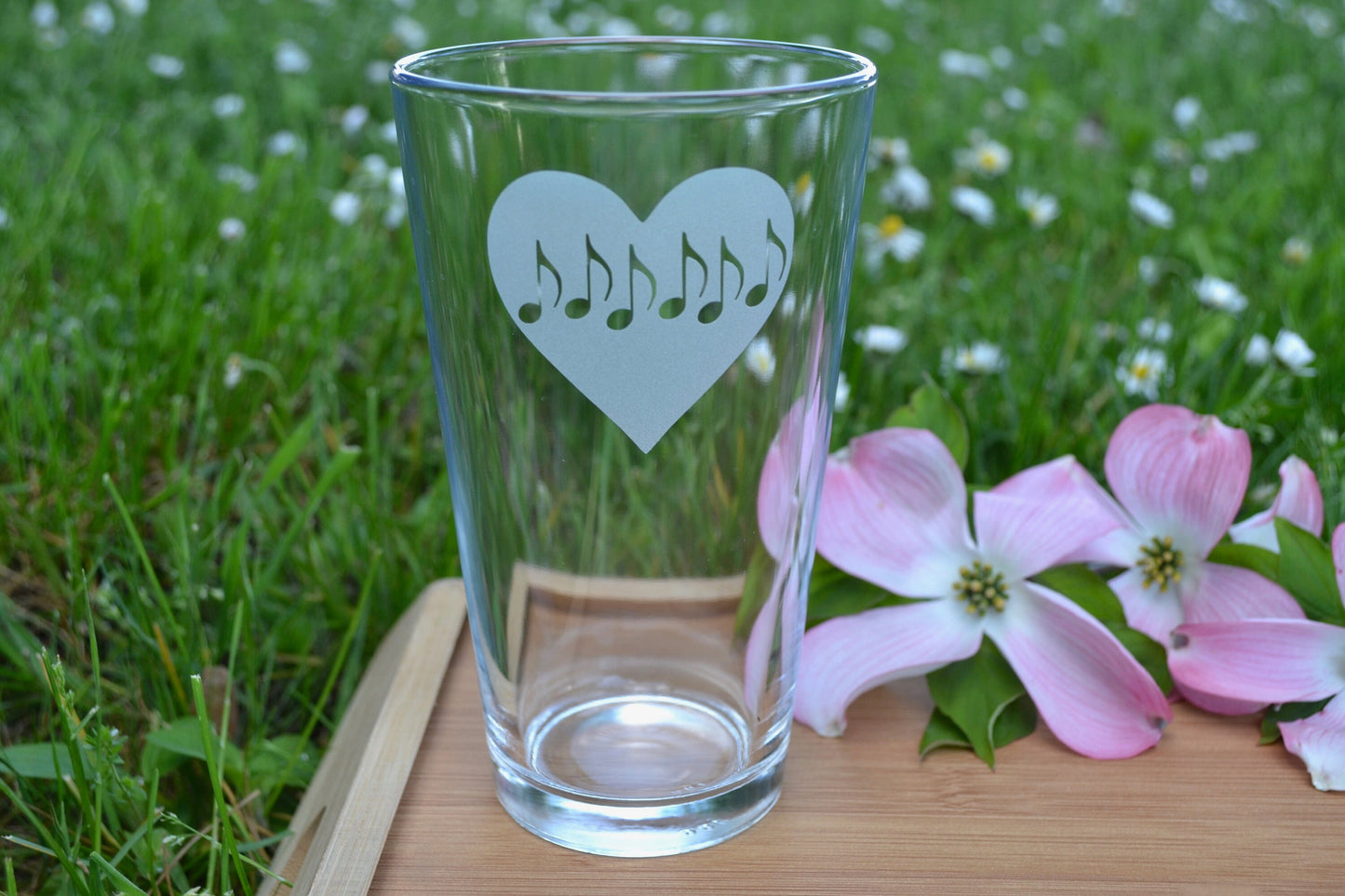 (H) Pint Glass, Music Etched Pint Glass