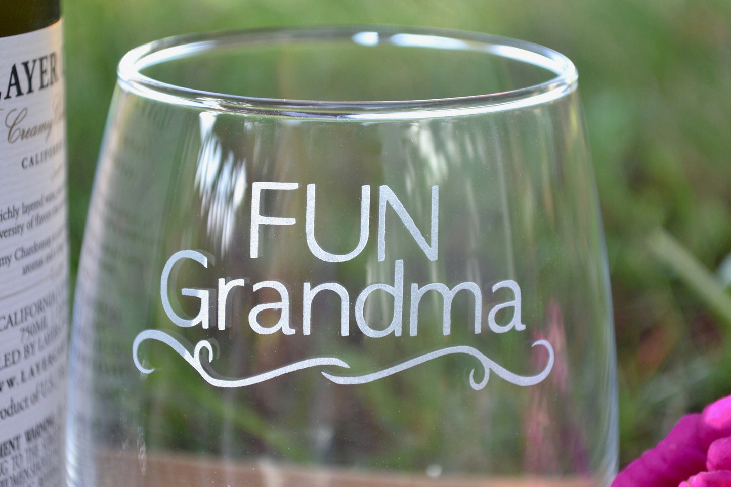 (H) Pint Glass,Stemless Wine Glass, Grandma