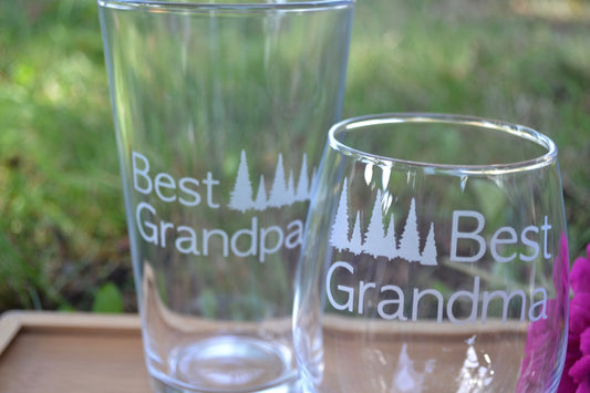 (H) Pint Glasses, Wine Glasses, Grandparent Glasses