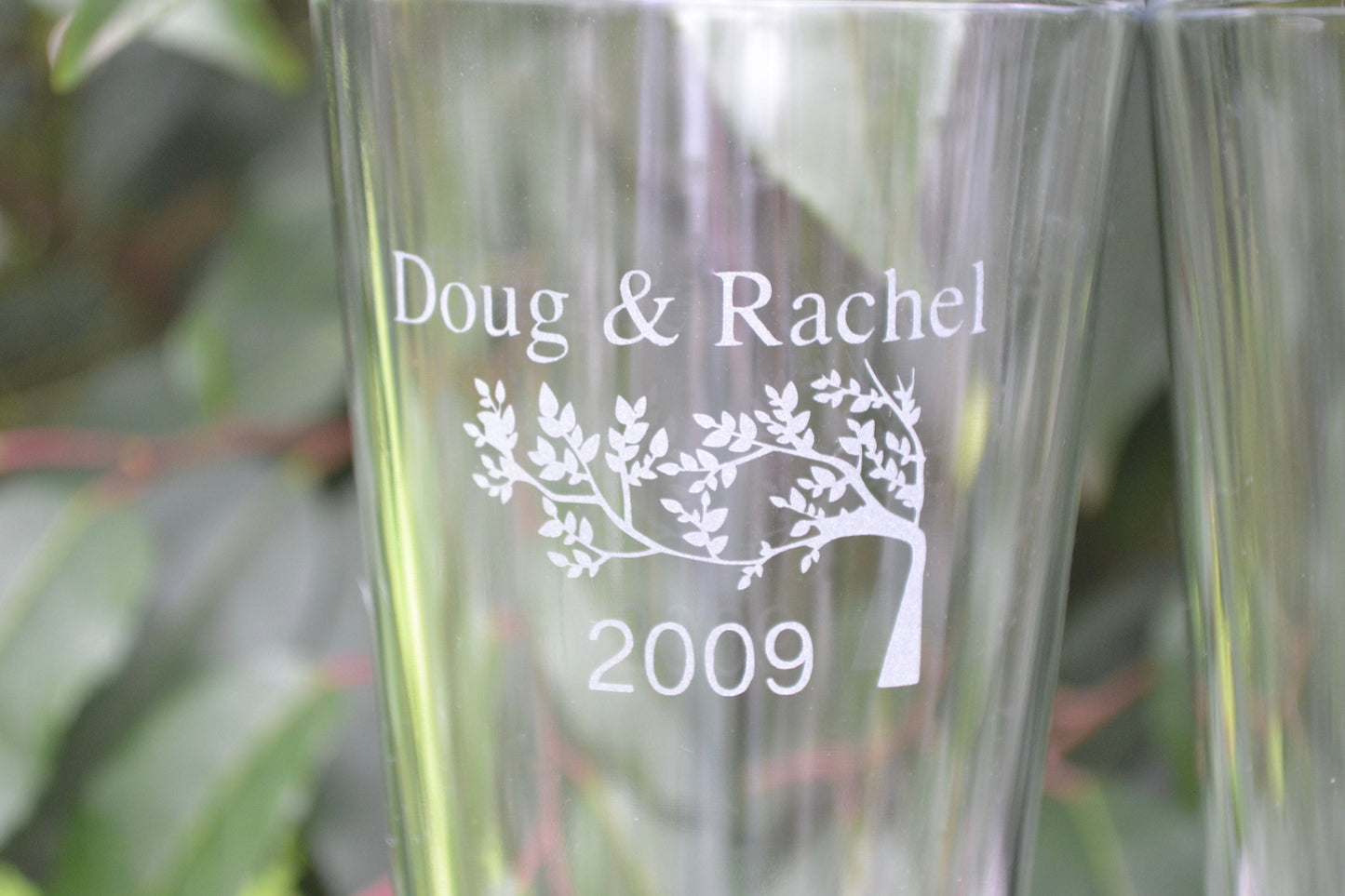 (H) Pint Glasses, Custom Wedding Glasses, Etched Drinking Glass