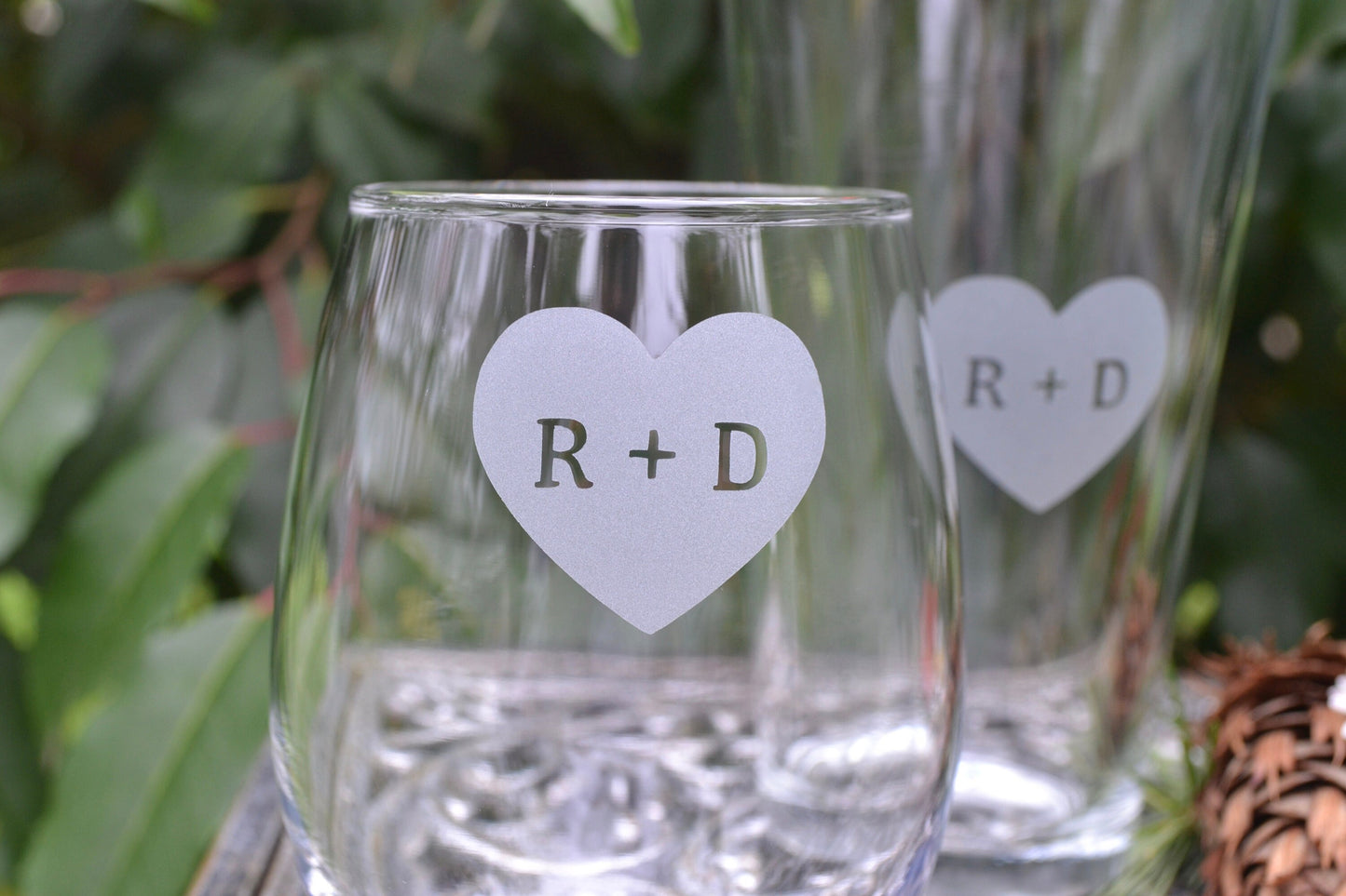 (H) Pint Glasses, Heart Wine Glass, Custom Wedding Glasses