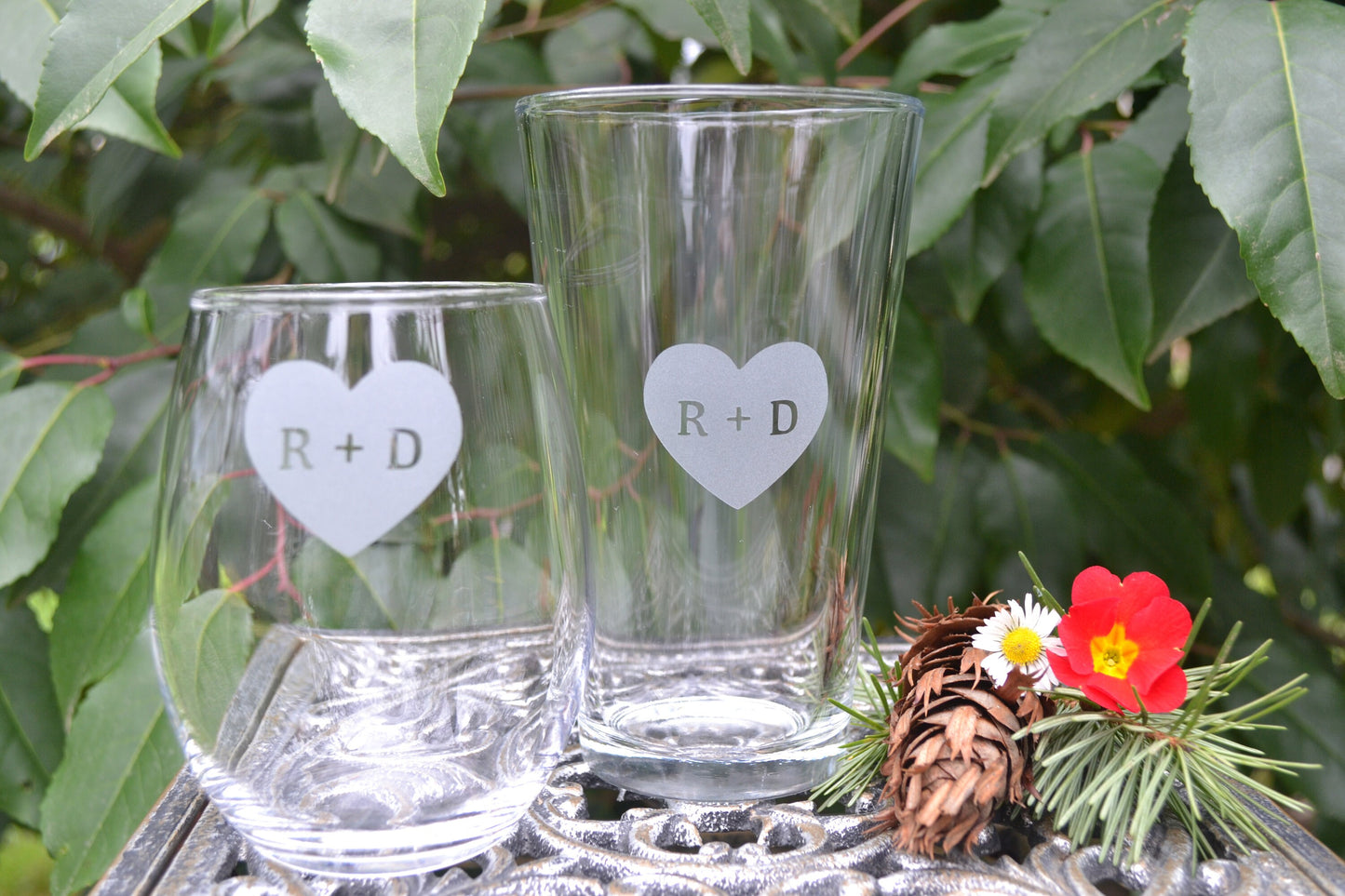 (H) Pint Glasses, Heart Wine Glass, Custom Wedding Glasses