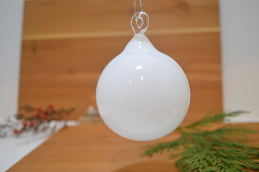 (A) Glass Blown Ornament, White