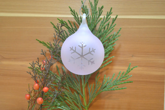 (A) Glass Blown Ornament, Pink Snowflake