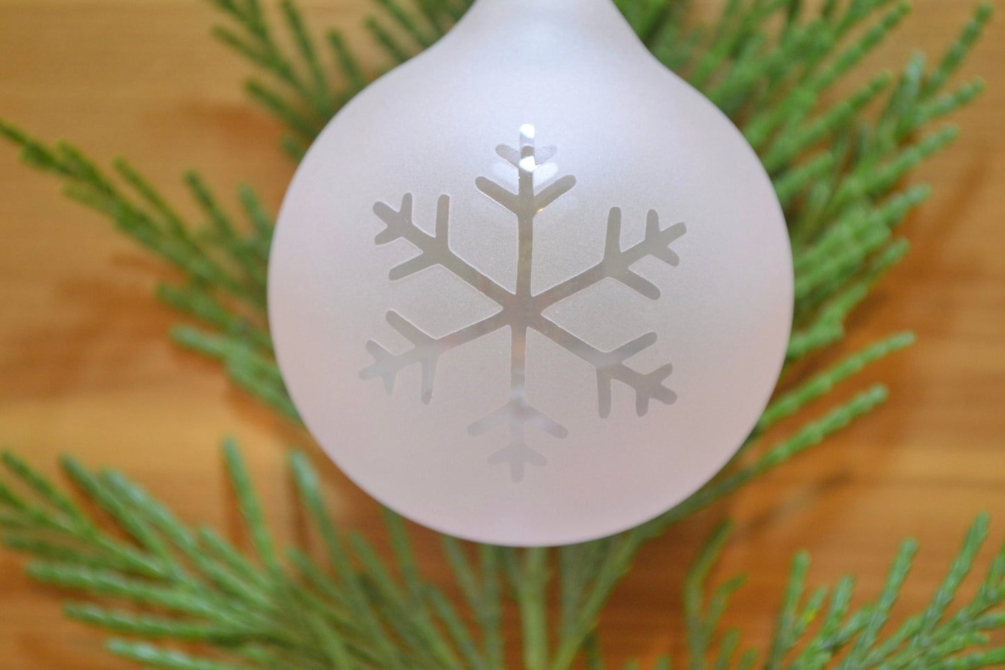 (A) Glass Blown Ornament, Pink Snowflake