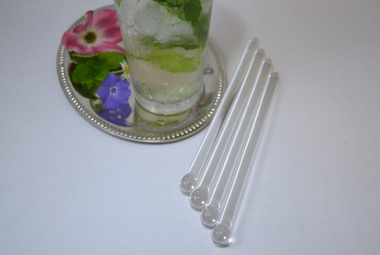 (E) Large Swizzle Sticks, Thick Glass Swizzle Stick