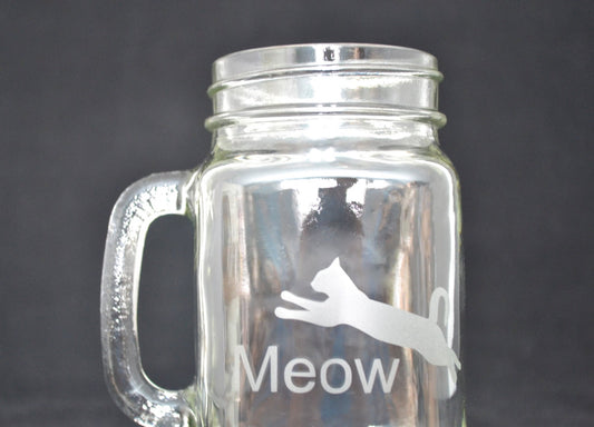 (H) Drinking Glass, Glasses with Handle, Cat Meow