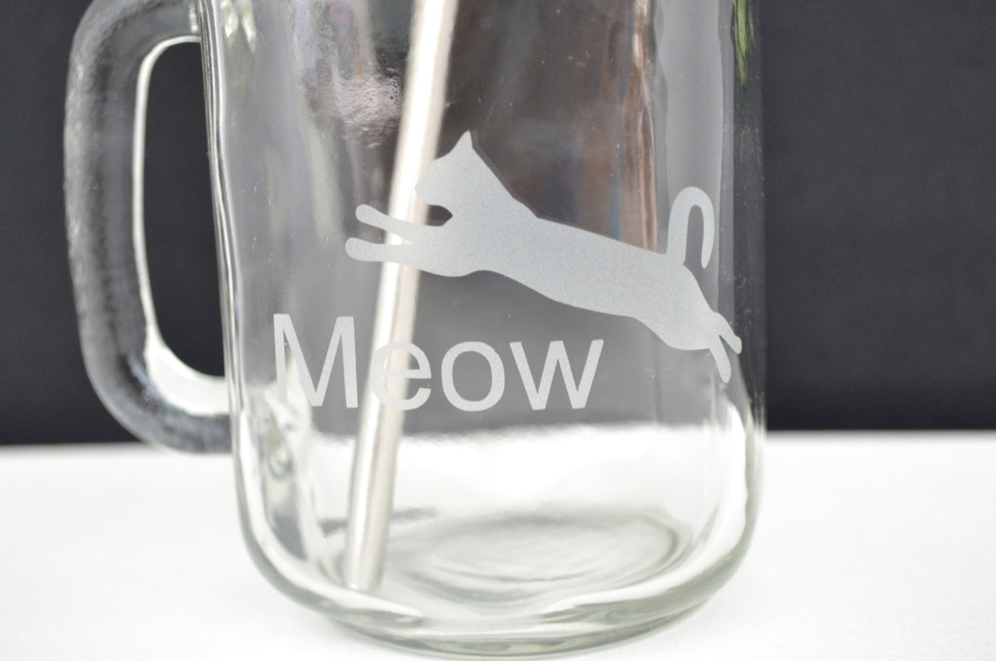 (H) Drinking Glass, Glasses with Handle, Cat Meow